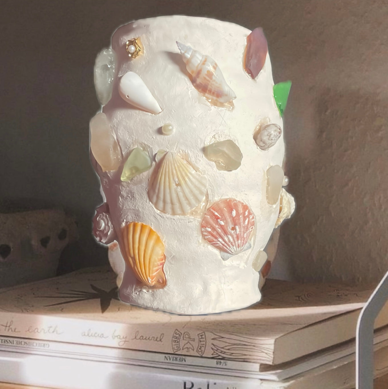 mosaic seashell vase