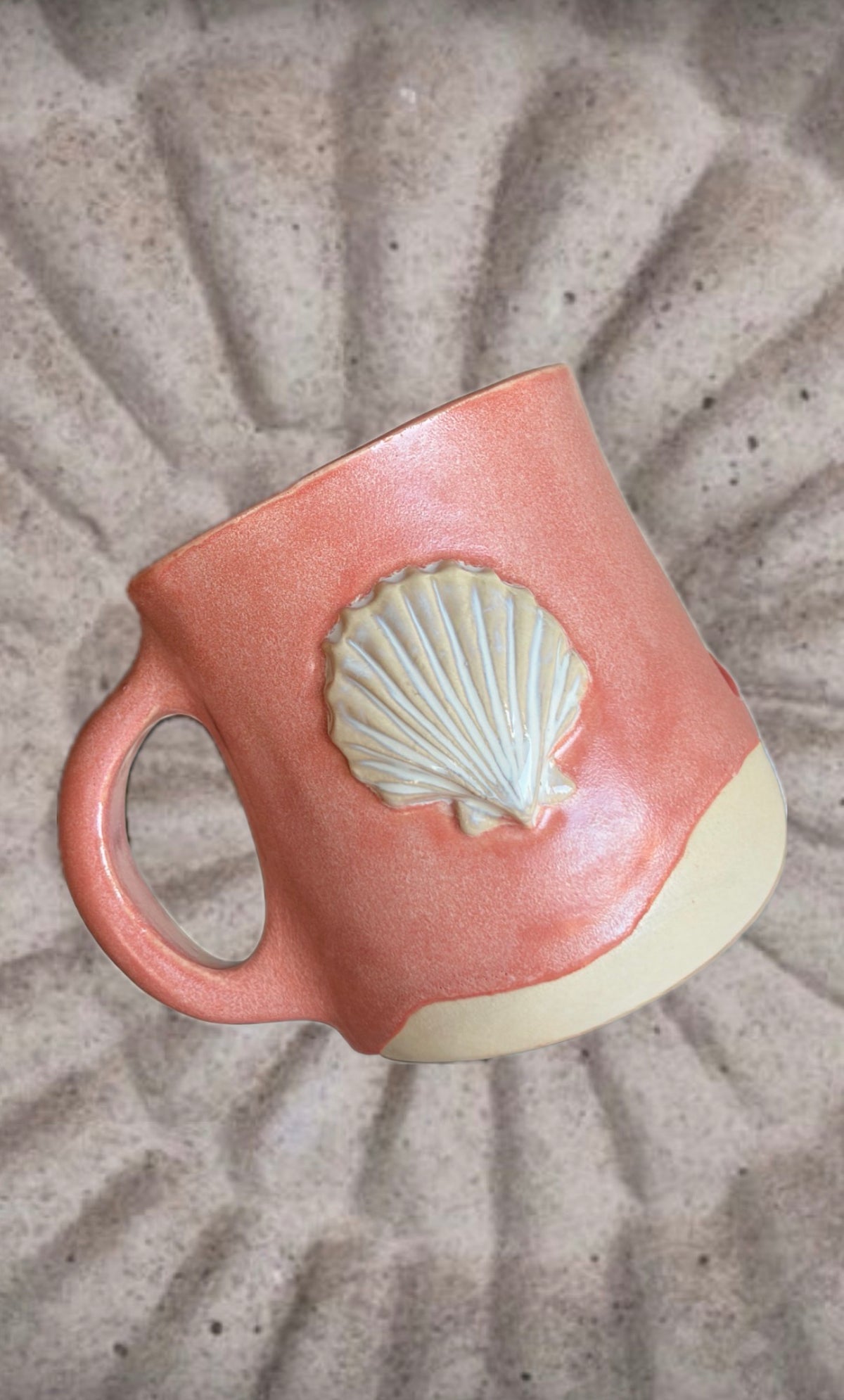 coral drip seashell mug