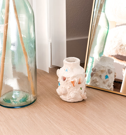 mosaic seashell vase