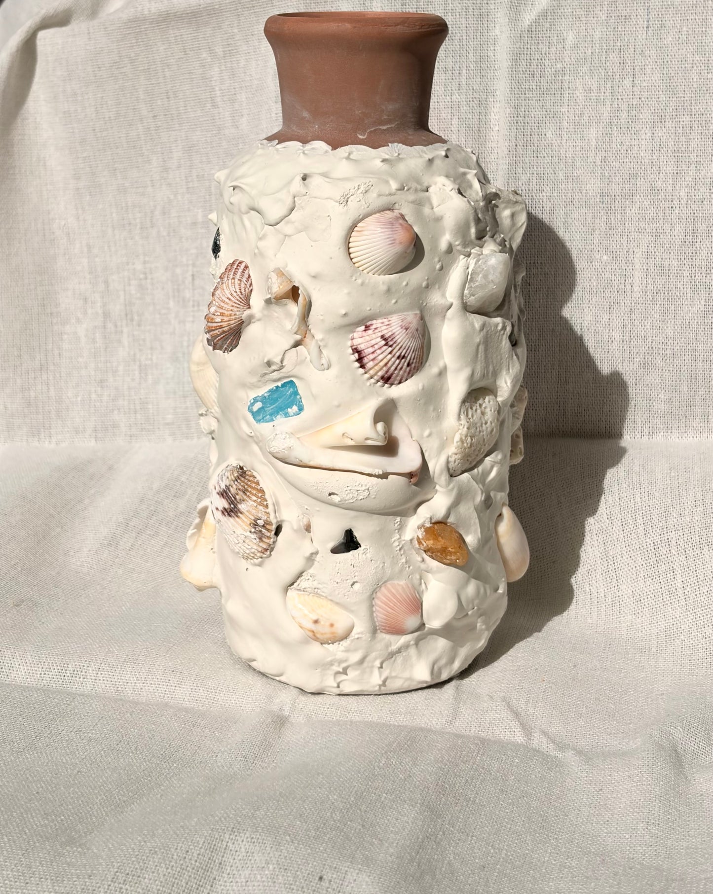 mosaic seashell vase