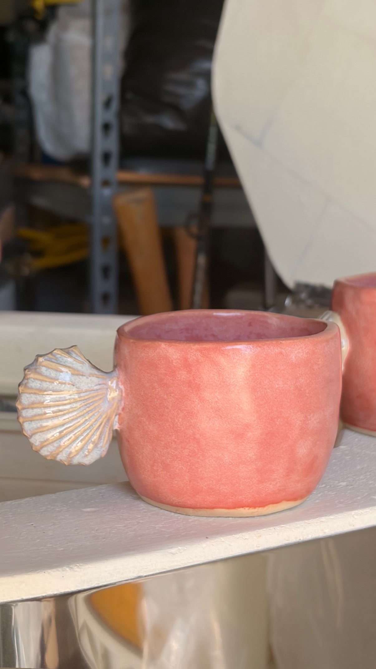 coral seashell mug